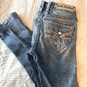 Rock revival acid wash boot cut jeans